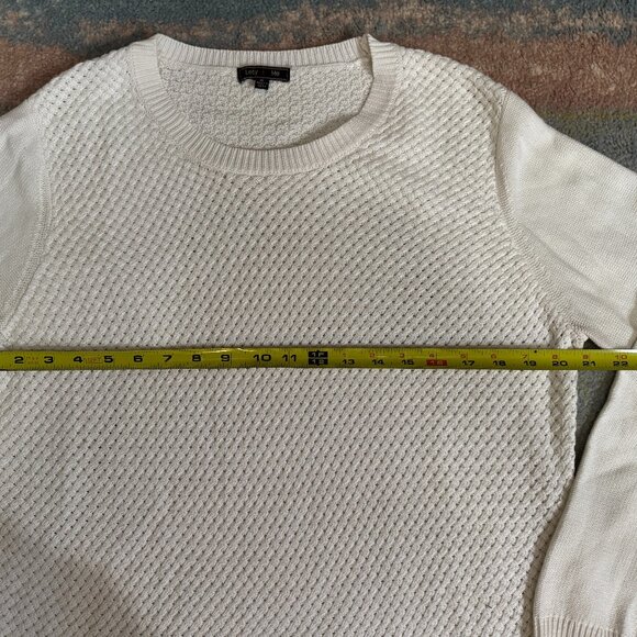 Lety & Me Women's‎ White Knit Sweater S XL Coastal Nautical Pullover Elbow Patch - Picture 14 of 15